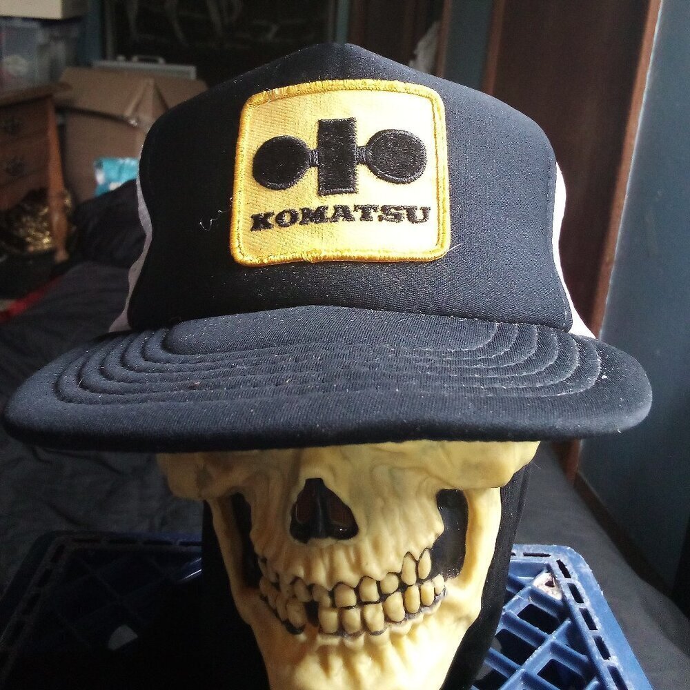 Deadstock Vintage Komatsu Patch Snap Trucker Hat Cap